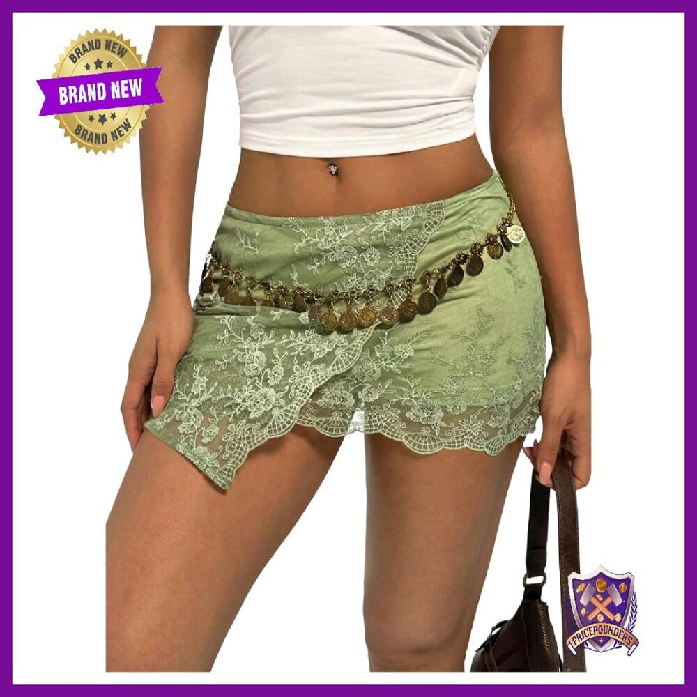 Lace Mini Skirt with Shorts Underneath Y2K Wrap Skort